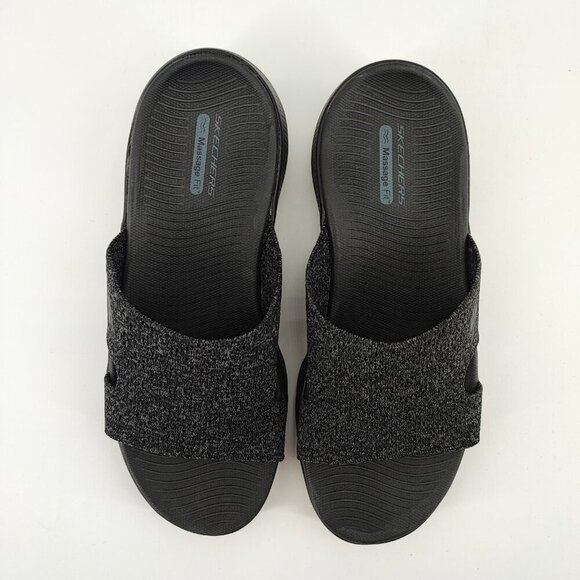 Skechers Woman's Go Walk Massage Fit Vogue Black Sandals Size 9 - Picture 4 of 8